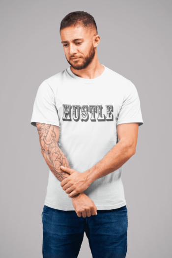 "Hustle" Unisex Half Sleeve, Typography Crew Neck T-Shirt