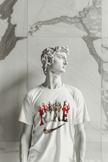 Anime Fire "NIKE" Typography Printed Crew Neck T-Shirt
