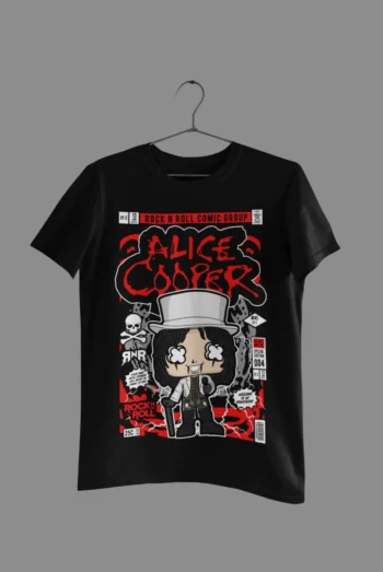 Alice Cooper Cartoon Print Half Sleeve Unisex T-Shirt