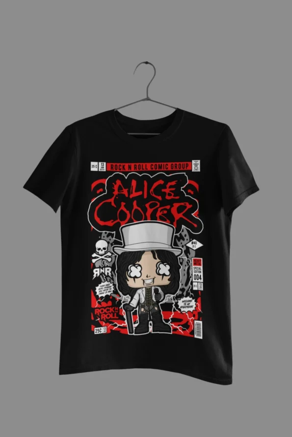 Alice Cooper Cartoon Print Half Sleeve Unisex T-Shirt