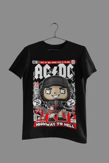 Angus Young Cartoon ACDC Half Sleeve t-shirt