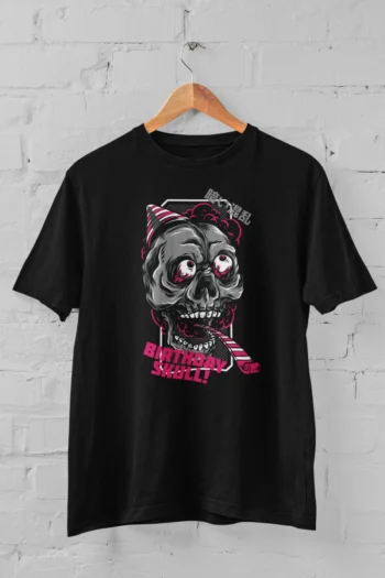 Birthday Skull Half Sleeve T-Shirt Regular Fit black