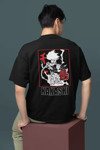 Naruto Kakashi Anime Printed Half-Sleeve Crew Neck T-Shirt Regular Fit