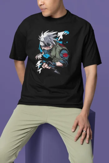 Naruto Kakashi T-Shirt Anime Print Half Sleeve Crew Neck Regular Fit