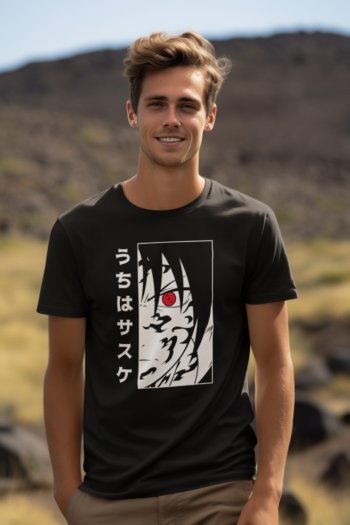 Sasuke Anime Naruto T-Shirt For Men Half Sleeve Crew Neck Cotton Regular Fit