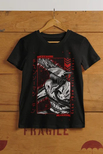 Anime Chainsaw Man Graphic Printed Regular Fit Cotton T-Shirt