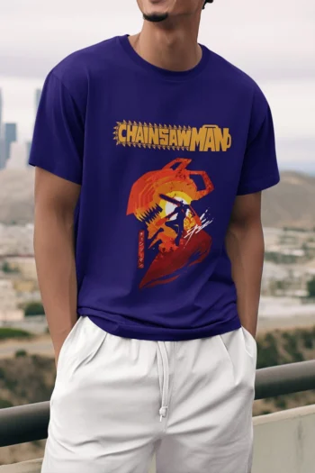 Denji in Devil Form T-Shirt – Chainsaw Man Fiery Streetwear Design
