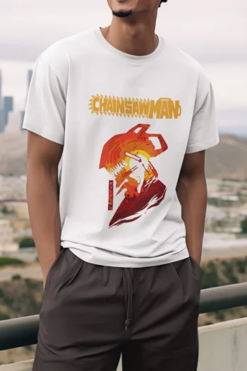 Denji in Devil Form T-Shirt – Chainsaw Man Fiery Streetwear Design