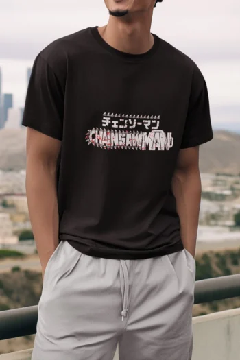 Chainsaw Man t-shirt Text Blade Minimal Typography T-Shirt Design