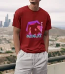 Denji Retro Neon Chainsaw Man T-Shirt – black