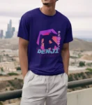 Denji Retro Neon Chainsaw Man T-Shirt – black