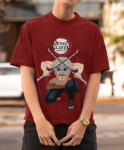 Inosuke Demon Slayer T-Shirt with Dual Swords red