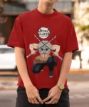 Inosuke Demon Slayer T-Shirt with Dual Swords red