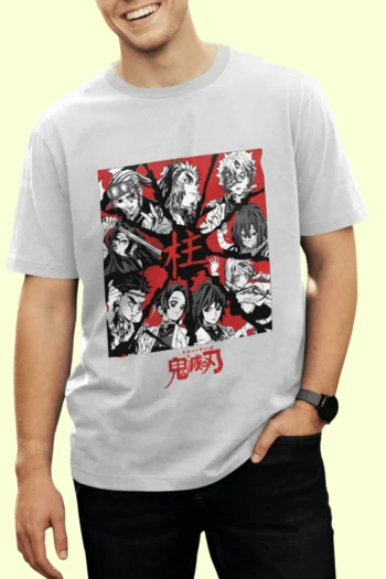 Hashira Demon Slayer premium anime graphic t-shirt featuring all Hashira on 100% cotton fabric by Akrinity