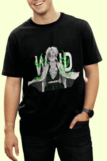 Sanemi Shinazugawa Wind Hashira Demon Slayer premium anime graphic t-shirt on cotton fabric by Akrinity