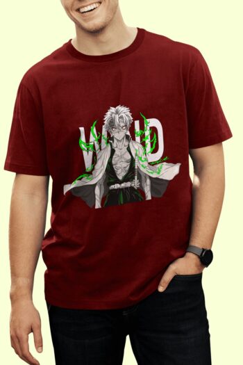 Sanemi Shinazugawa Wind Hashira Demon Slayer premium anime graphic t-shirt on cotton fabric by Akrinity