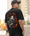 tanjiro demon slayer tshirt black