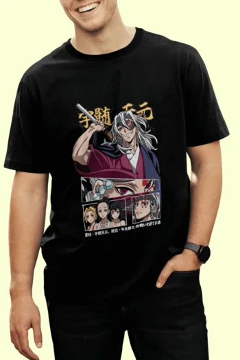 Tengen Uzui Sound Hashira Demon Slayer premium anime graphic t-shirt on 100% cotton fabric by Akrinity