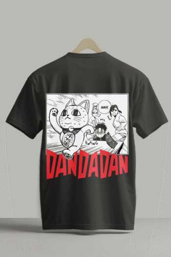dandadan anime t-shirt featuring Ken Takakura, Momo Ayase and Turbo granny manga graphic design printed on premium cotton fabric