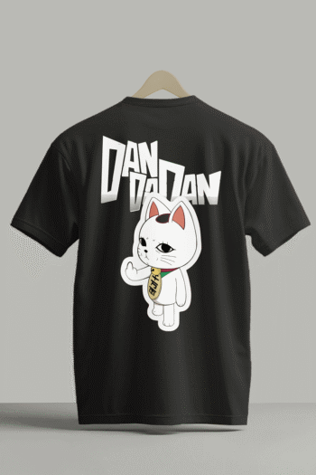 Dandadan Turbo Granny cat anime graphic black t-shirt with premium front and back print in unisex cotton fit