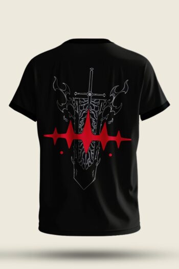 Black Clover Dark Grimoire Sword anime t-shirt with front and back print in black premium cotton streetwear design
