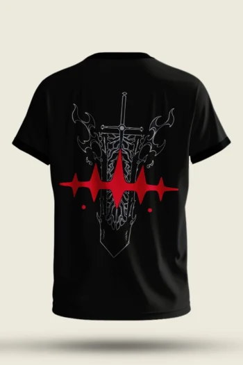 Black Clover Dark Grimoire Sword anime t-shirt with front and back print in black premium cotton streetwear design