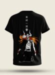 Bleach Hollow Ichigo anime t-shirt with front logo and detailed back print in black premium cotton streetwear design