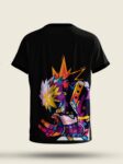 My Hero Academia Katsuki Bakugo explosion anime t-shirt with front symbol and colorful back print in black premium cotton streetwear design