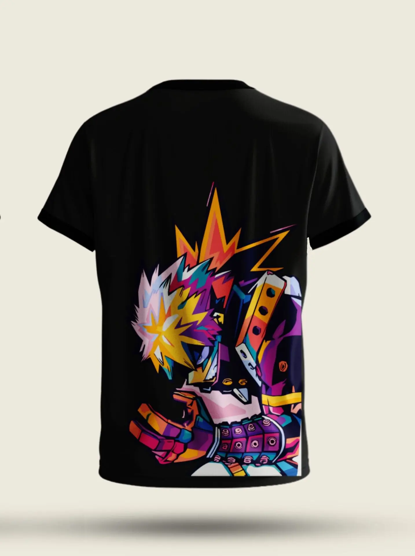 my-hero-academia-katsuki-bakugo-explosion-anime-tshirt-india (1) My Hero Academia Katsuki Bakugo explosion anime t-shirt with front symbol and colorful back print in black premium cotton streetwear design