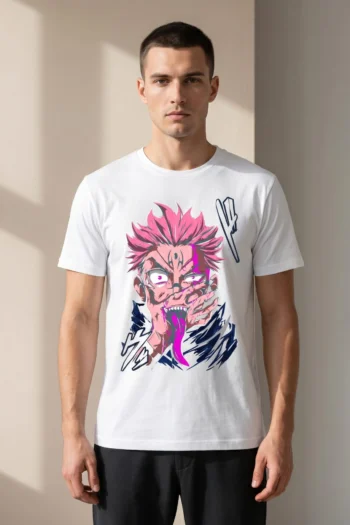Cursed energy anime graphic t-shirt with manga streetwear artwork for men and women by Akrinity