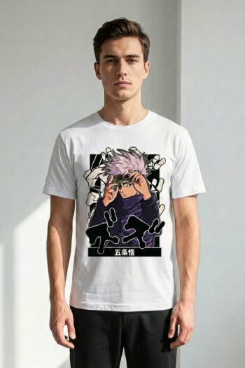 Infinity Eyes anime graphic t-shirt with manga-inspired character artwork and Japanese streetwear aesthetic