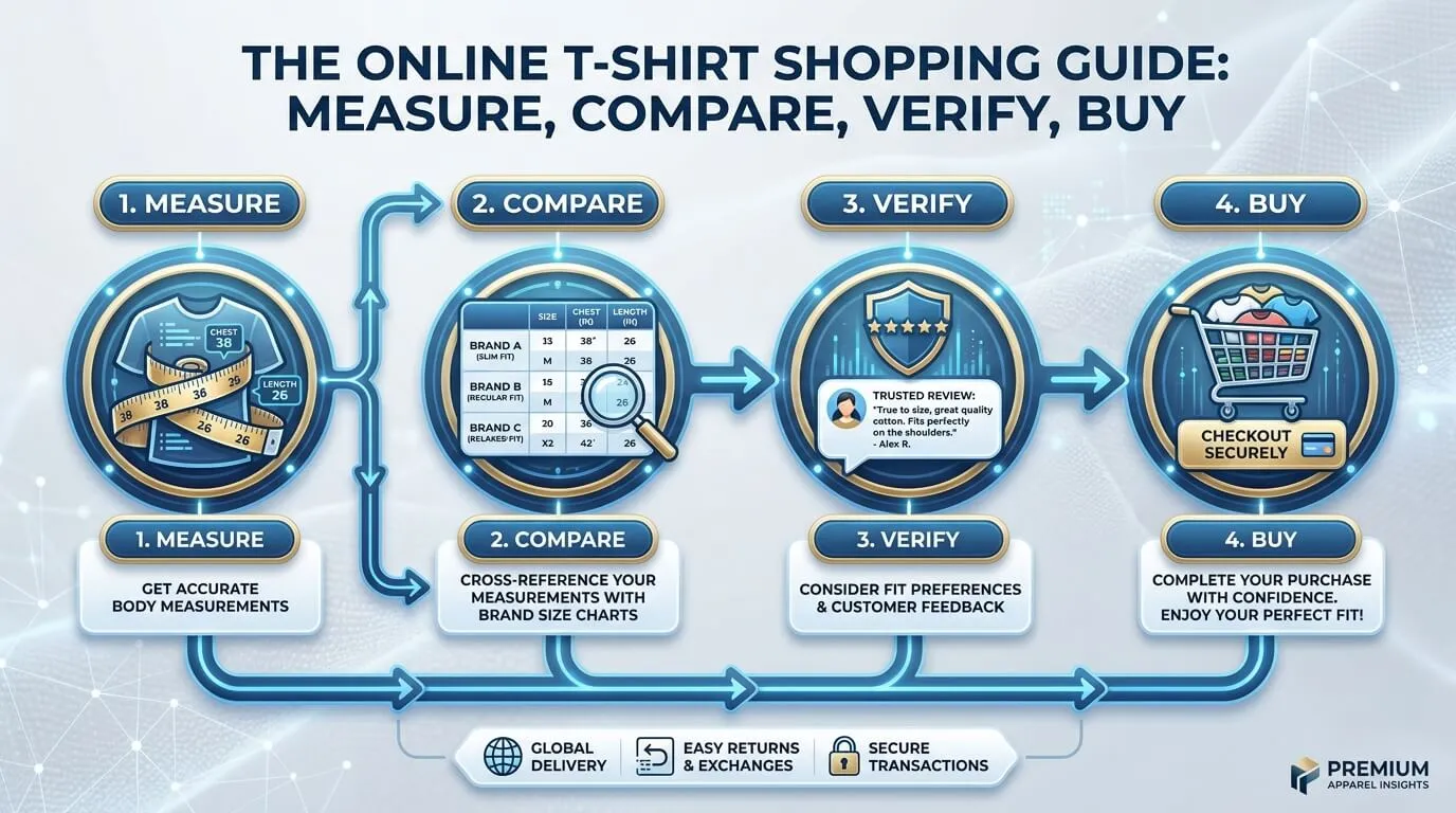 Online t-shirt sizing checklist before purchase