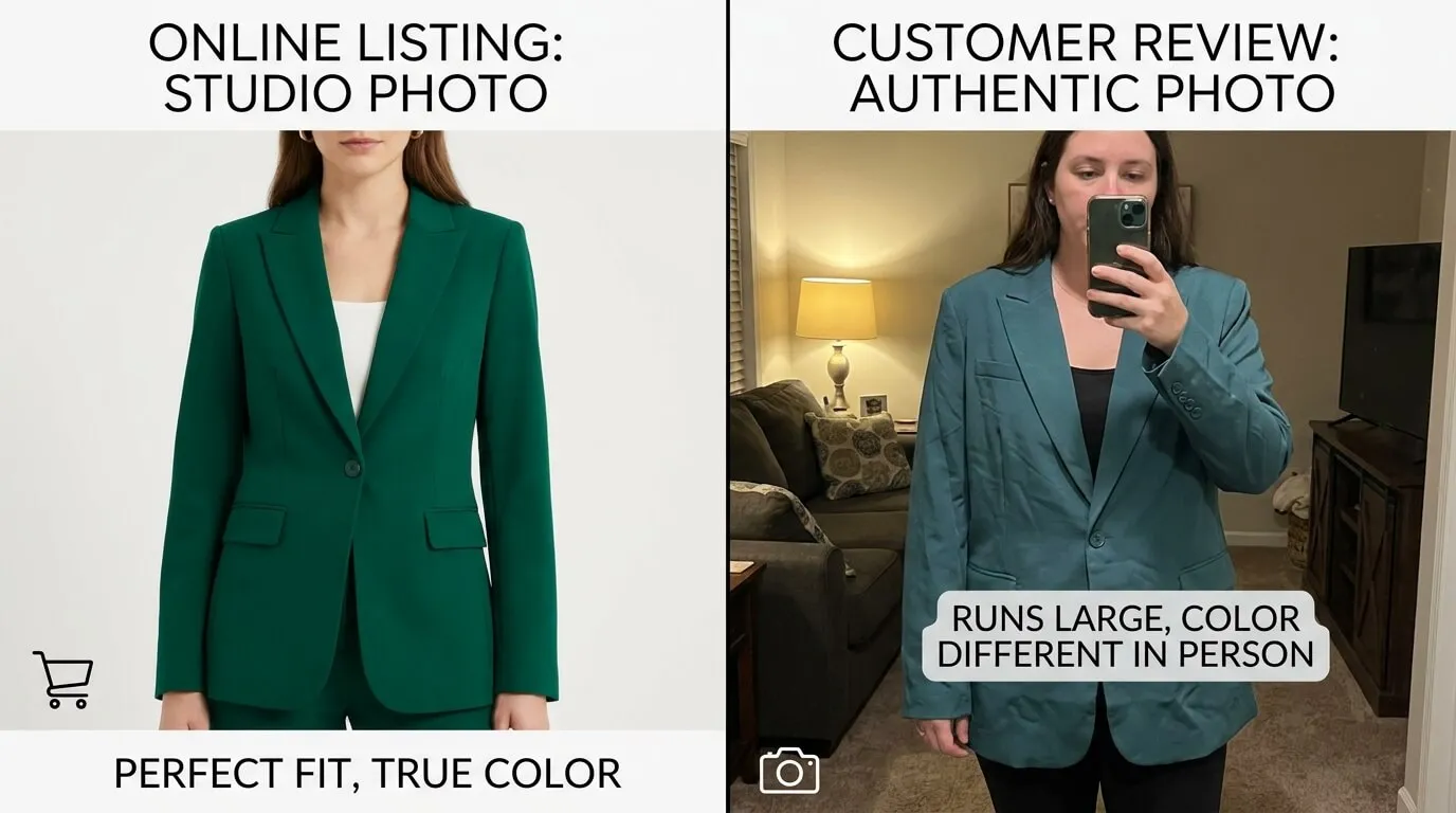 Misleading product photos versus real customer photos