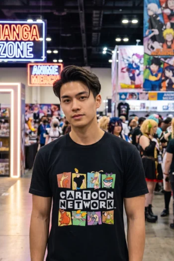 Akrinity Cartoon Network Classics graphic t-shirt in black made from 100% premium cotton with colourful retro cartoon print, regular unisex fit and premium DTF printing.